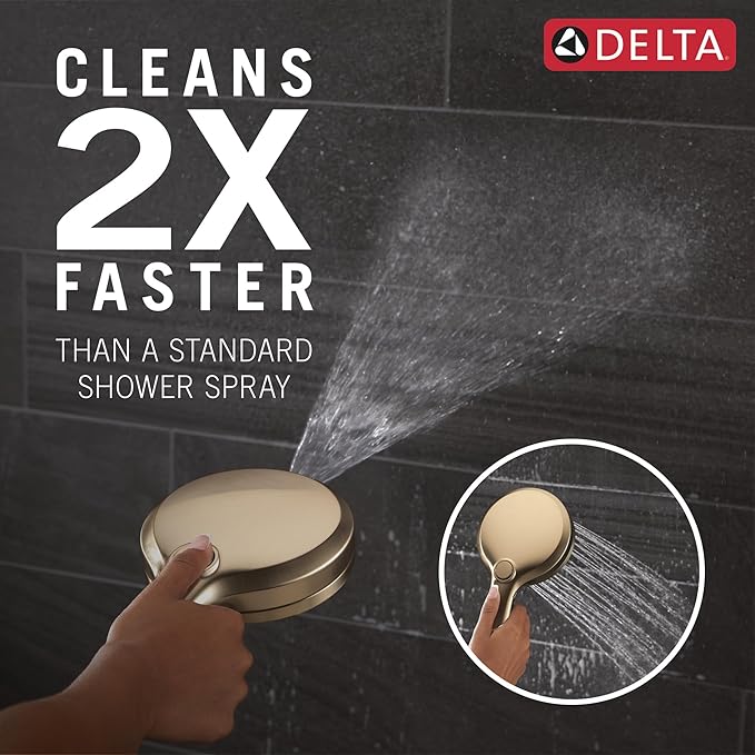 Delta 6-Setting In2ition 2-in-1 Dual Shower Head with Handheld High Pressure ProClean Spray, Brushed Gold Detachable Shower Head with Hose, 1.75 GPM Flow Rate, Champagne Bronze 75655CZ