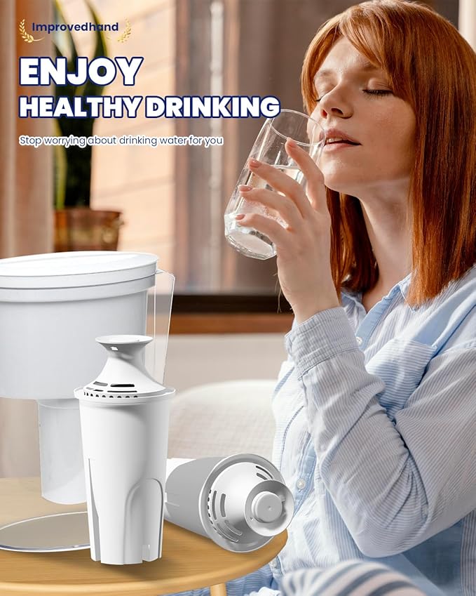 Improvedhand Water Filter Replacement Compatible with Water Pitchers and Dispensers, OB03, Classic 35557, Mavea 107007 and More, Pack of 6