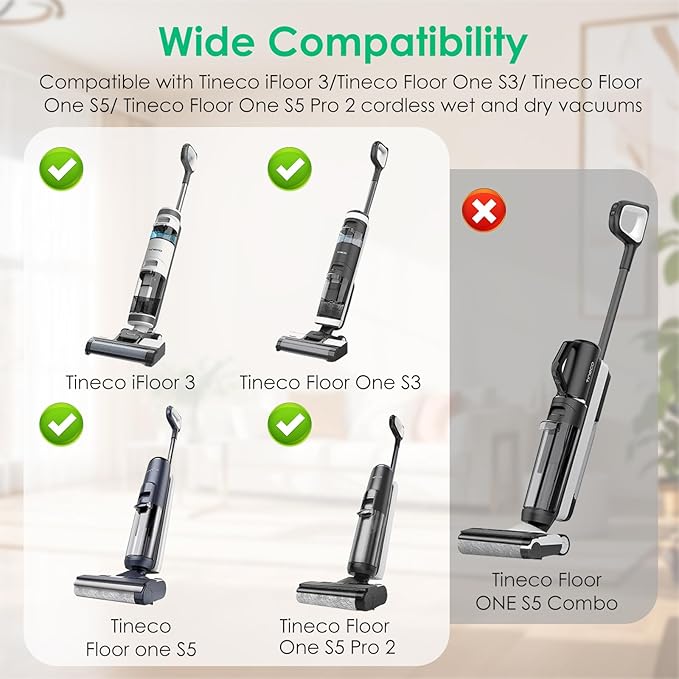 5 Pack Filter Replacement for Tineco iFloor 3, Floor ONE S3, Floor ONE S5, Floor ONE S5 Pro Cordless Wet Dry Vacuum Cleaner, Vacuum Filter Replacement, Replacement Parts for Tineco S3
