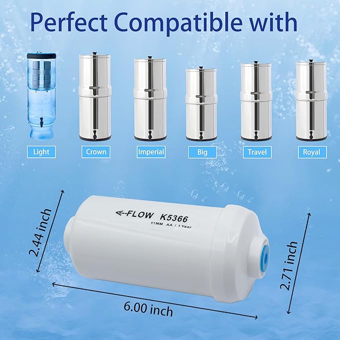 Fluoride Filter, Replacement for Berkey® PF-2® Fluoride and Arsenic Reduction Elements, Compatible with Berkey® Gravity Filtration System, Natural Defluorination Filter Material, Pack of 4