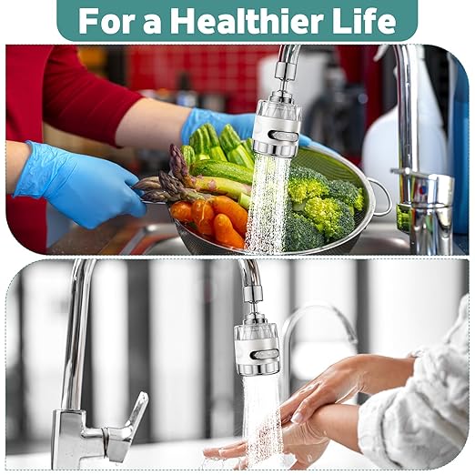3 Pack Sink Filter Water Faucet with 3 Spray Modes, 360° Rotating Water Purifier Reduces Chlorine & Impurities for Home Kitchen Bathroom Sink, Easy Install - 10 Filter Elements