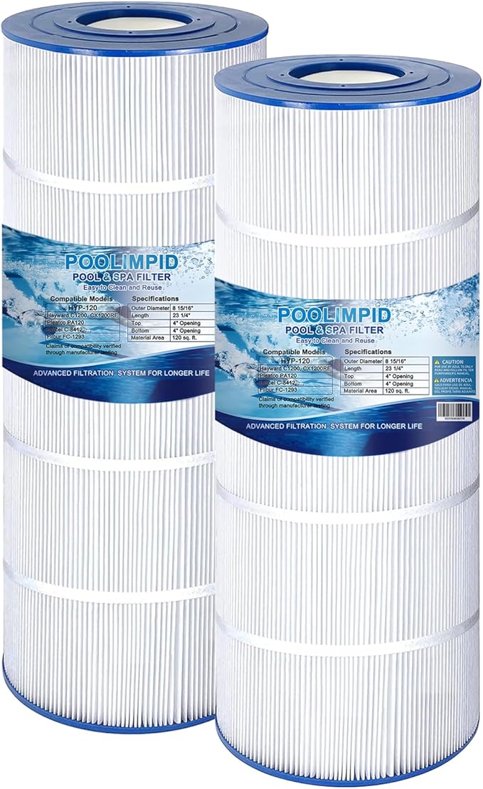 C1200 Pool Filter Compatible with Hayward C1200, CX1200RE, Pleatco PA120, Unicel C-8412, Clearwater II 125, 120 sq.ft, 2 Pack