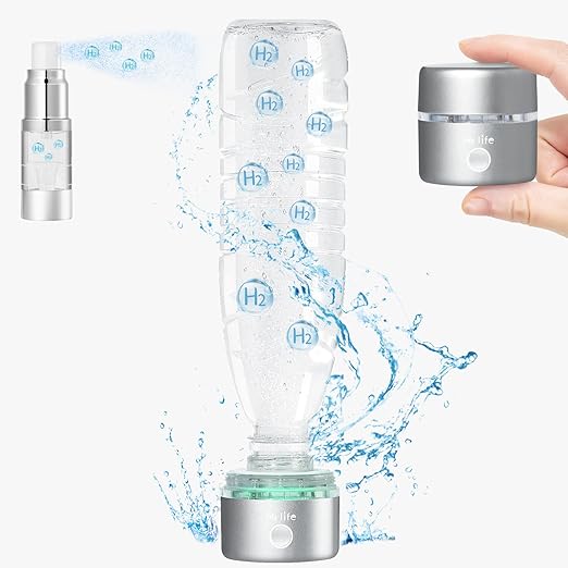 Portable Hydrogen Water Bottle Generator 3200PPB Rechargeable with PEM SPE Technology for Home Travel Sport Drinking Improve Health (Silver)