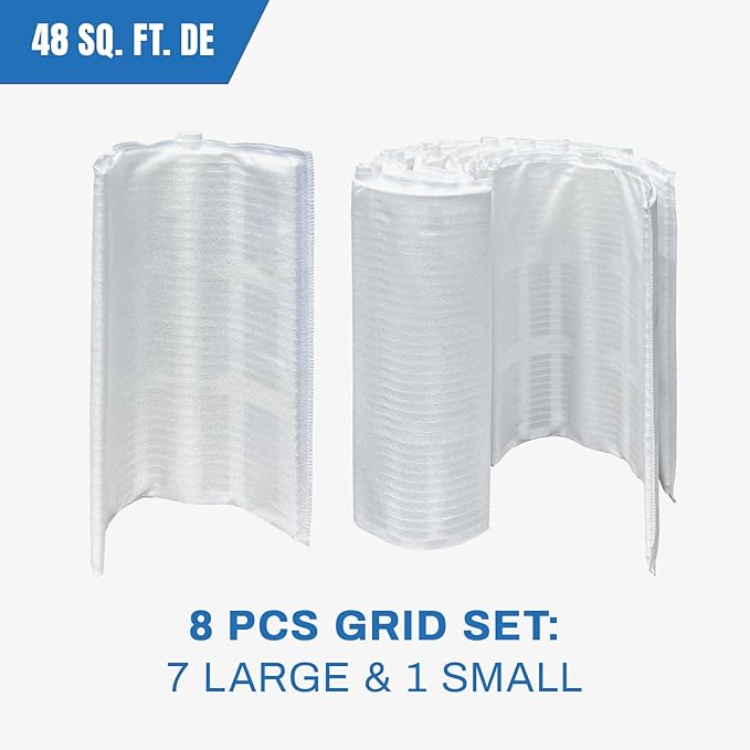 FG-1004 DE Grid Filter Compatible with FS-2004, PFS2448, FC-9540, FNS 48, PG-1904, 59002300, 48 Sq.Ft DE Grid Swimming Pool Filter Cartridge, 7 Full + 1 Partial