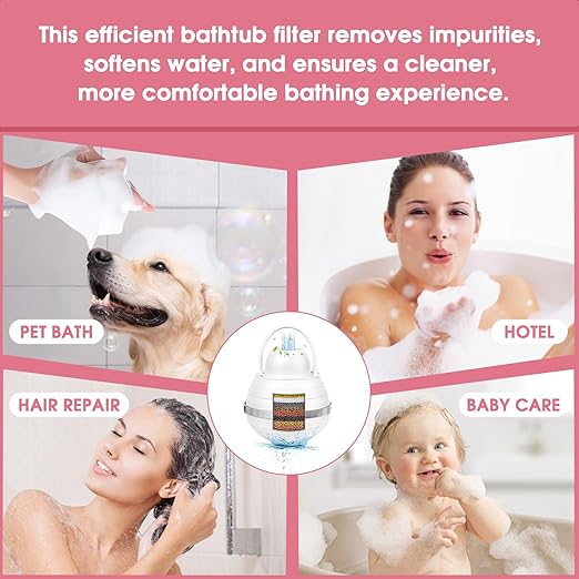 Upgraded Bath Water Filter for Tub 8+1 Stage Bathtub Filter for Tub Faucet Filter Gift for Women BPA-Free Reduce Water Contaminants for Healthier Skin & Hair Softer Water 2500 Gallons of Filtration