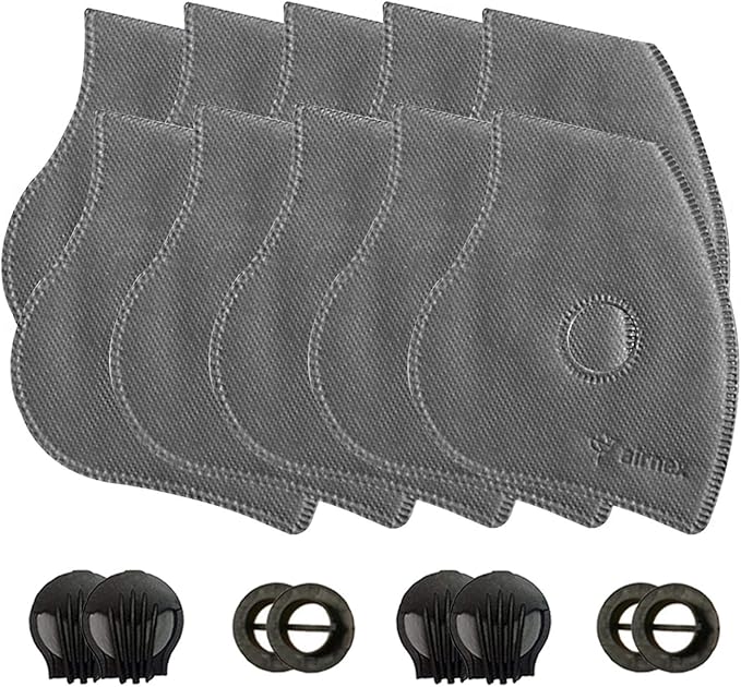 10 pcs of Activated Carbon PM2.5 Mask Filters and 4 Exhaust Valves - Non-Woven Air Pollution Face Mask Filters Inserts - Anti Haze Dustproof Replacement Filter for Face Mask Breathing Insert 5 Layers