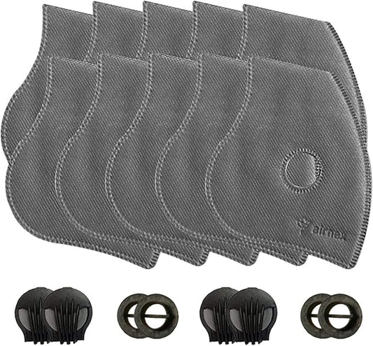 10 pcs of Activated Carbon PM2.5 Mask Filters and 4 Exhaust Valves - Non-Woven Air Pollution Face Mask Filters Inserts - Anti Haze Dustproof Replacement Filter for Face Mask Breathing Insert 5 Layers