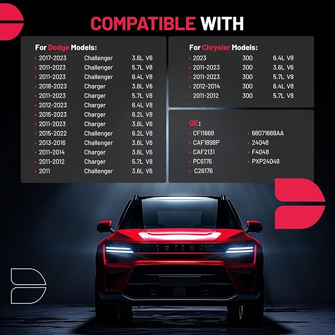 BDFHYK 1PC CF11668 Cabin Air Filter with Activated Carbon Compatible with Chrysler 300 2011-2023, Compatible with Dodge Challenger 2017-2023, Charger 2011-2014