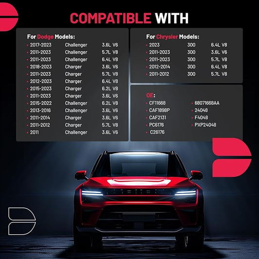 BDFHYK 1PC CF11668 Cabin Air Filter with Activated Carbon Compatible with Chrysler 300 2011-2023, Compatible with Dodge Challenger 2017-2023, Charger 2011-2014