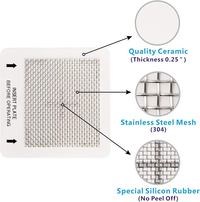 Universal Ceramic Ozone Plates for Generic Ozone Generators Washable Purification Air Purifier, 4.5" x 4.5" Inches Replacement Ozone Plates (3Pack)