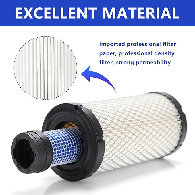 2 PCS M113621 M123378 Inner & Outer Air Filters Set - Fit for Fleetguard AF25550 Donaldson P822686 John Deere M123378 M113621 Kawasaki 11013-1290 11013-7029 11013-7048 6449 RS3715 46449