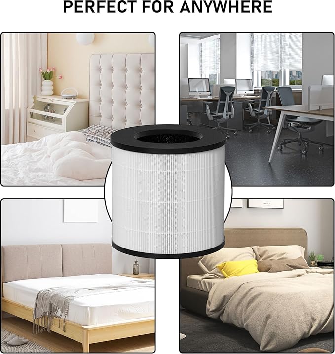 True HEPA Replacement Filter, Compatible with MA Air Cleaner Purifier MA#14, MA#14W, and MA#14B, 3-in-1 True HEPA and Activated Carbon Filter, 4 Pack