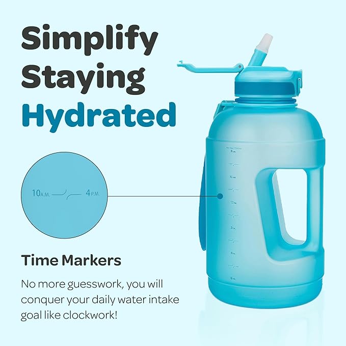 Hydracy Water Bottle with Time Marker -Large BPA Free Water Bottle & No Sweat Sleeve -Leak Proof Gym Bottle with Fruit Infuser Strainer & Times to Drink -Ideal for Fitness Sports & Outdoors
