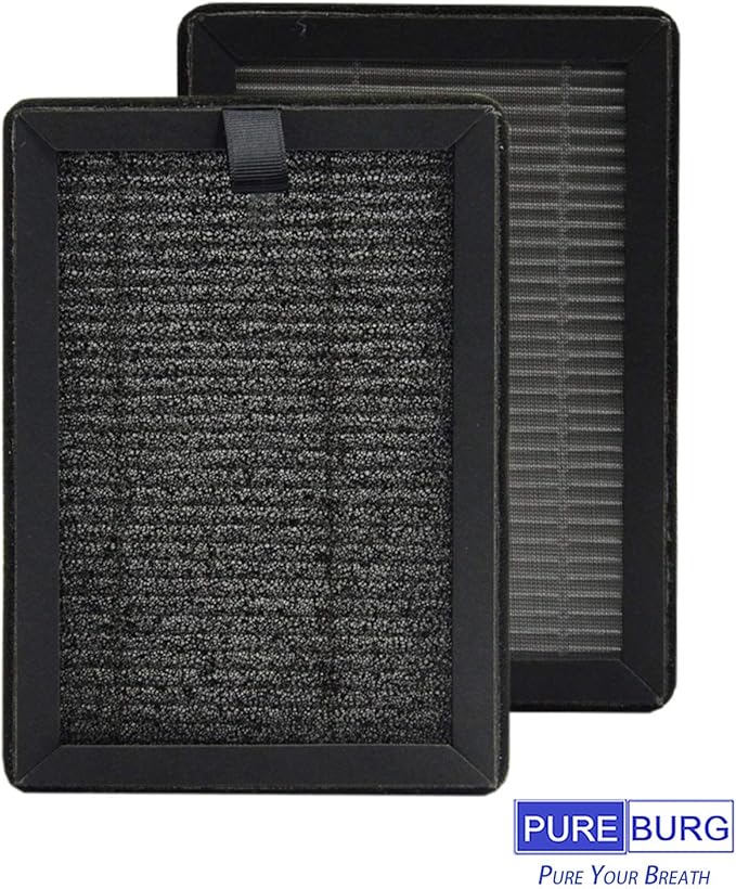 PUREBURG Replacement True HEPA Filters Compatible with PUURVSAS (HM669A) / ROVACS (RV60) Air Purifiers,H13 4-Stage Filtration Activated carbon 2-IN-1 Air Clean Dust VOCs, 4-Pack