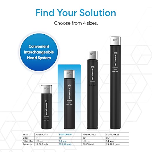 Brio 16" Undersink Water Filtration System for Sink Faucet Drinking Water | 3 Stage Single Housing Filter (0.5 Micron) with Faucet | 15,000 Gallons or 2 Years | Filters Dirt, Chlorine, Lead, Mercury+