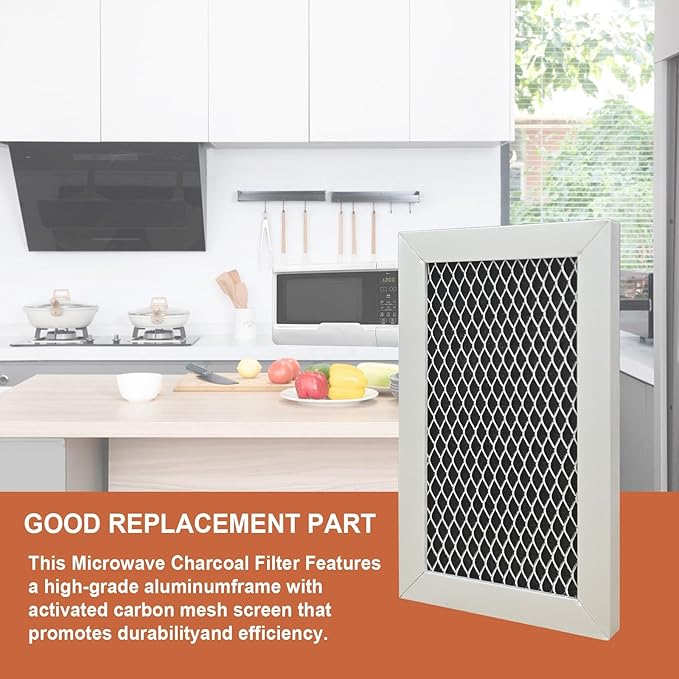 2 Pack W10892387 Microwave Charcoal Grease Filter for Whirlpool, Maytag, Amana Over-The-Range Microwave Charcoal Grease Filter Replaces 4455038, PS11769323, W10845250，AP6036051, 5.27 x 3.3 x 0.39"