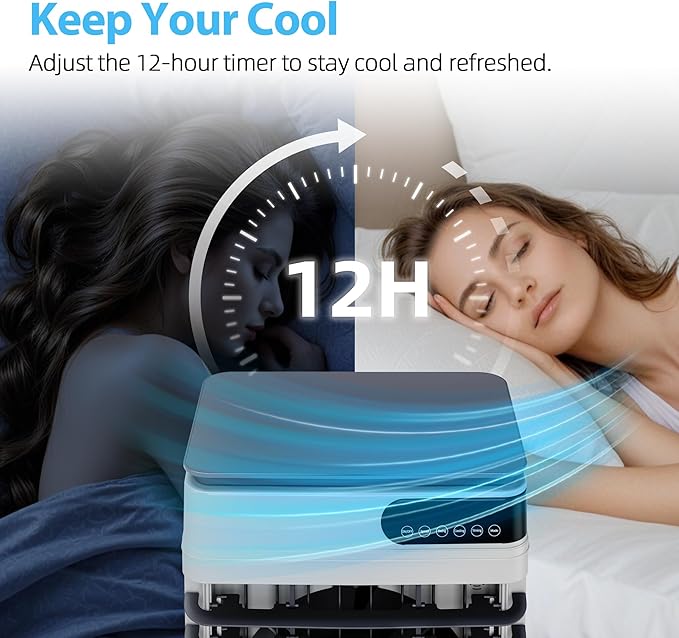 Swamp Cooler Air Conditioners, Large 8.3-Gal Tank for 7d Cooling, 4-IN-1 Portable Evaporative Cooler with LED Touch Screen, 3 Fan Speeds,12H Timer and Remote, 600 sq ft, Ideal for Large Rooms