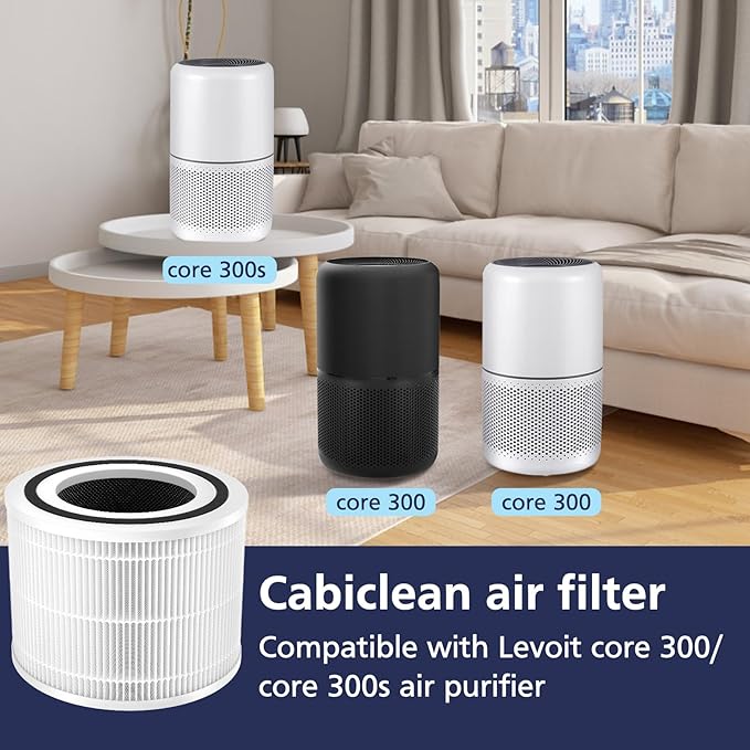 Core 300 Replacement Filter, Compatible with LEVOIT Core 300/300S/P350-P Air Purifier，3-in-1 H13 Grade True HEPA Replacement Filter, Compare to Part No. Core 300-RF, Core P350-RF, White,2 pack