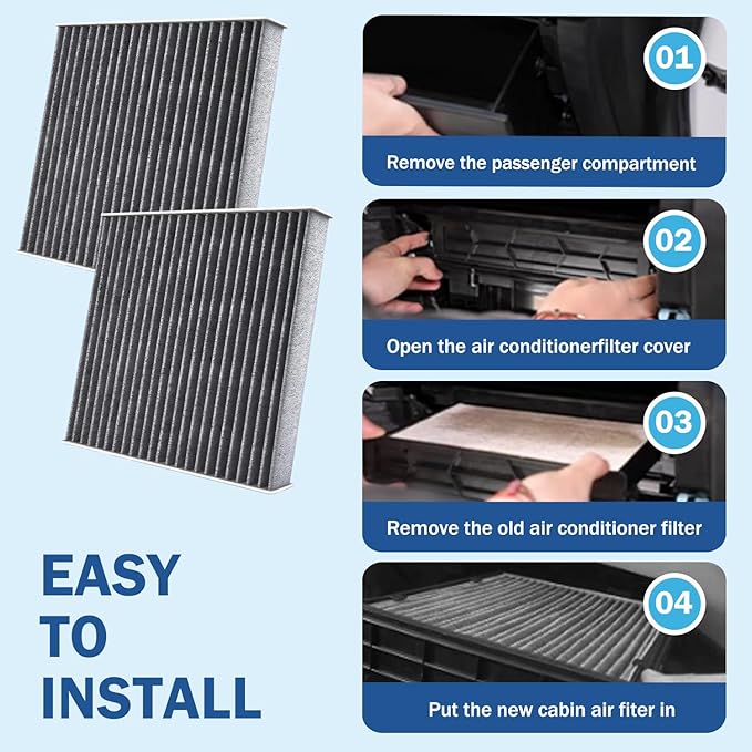 2PCS Cabin Air Filter Accessories for Subaru Ascent, Crosstrek, Impreza, Legacy, Outback, Toyota C-HR, Corolla, Prius, RAV4, Venza Activated Carbon Cabin Filter Automotive Replacement for 72880-FL00A