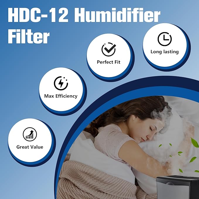Funmit HDC-12 Humidifier Super Filter Wick Replacement for AIR-Care HDC12 Ess-ick Air HD13030 HD1303 HD14060 Emerson ES-12 Kenmore 14911 Humidifier 4 Pack