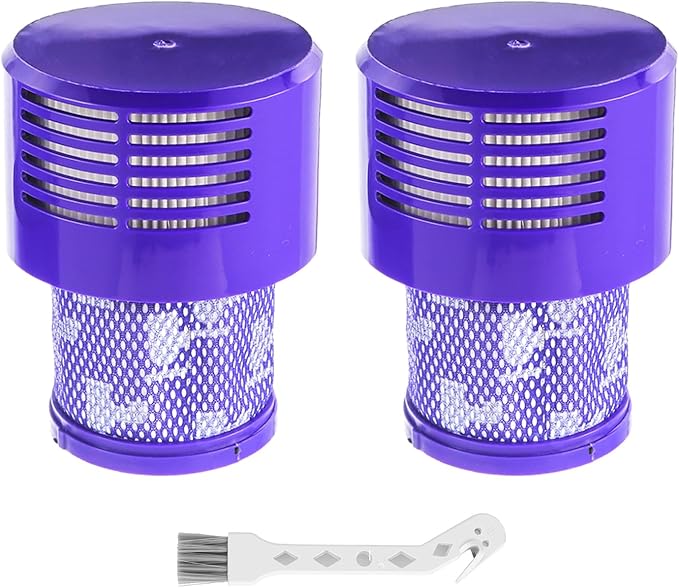 2 Pack V10 Filters Replacement for Dyson V10 Cyclone Series, V10 Absolute, V10 Animal, V10 Total Clean, SV12, Replace Part No. 969082-01,2 Pack Filters and 1 Clean Brush
