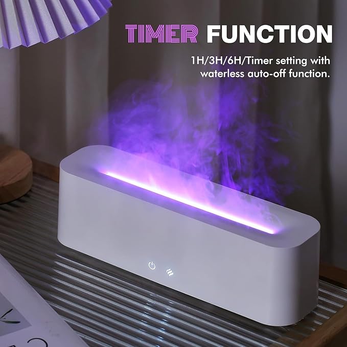 Flame Diffuser for Essential Oils, 380ml Large Fire Humidifier for Desk, Full-Color Adjustable, 28dB Quiet, Cool Mist