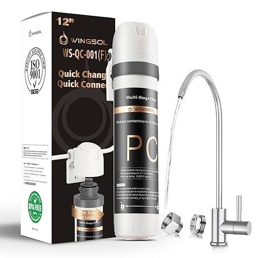 Under Sink Water Filter System with Stainless Steel Faucet, Reduces Chlorine, Heavy Metals, Bad Taste, Sediment, NSF/ANSI 42&53, 8K Gallons, Easy Installation Sink Water Filter, Brushed Nickel