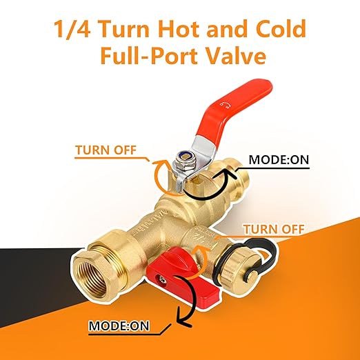 (Set of 1 Kit) HeSun 3/4" FIP X 3/4" PRESS IPS Isolator Tankless Water Heater Service Valve Kit, with Pressure Relief Valve