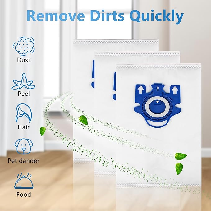 Improvedhand 20 Packs 3D Airclean Bags Replacement for Miele GN Vacuum Classic C1 Complete C1 Complete C2 S227 S240 S270 S400 S2 S5 S8 Series with 5 Motor Protection Filters, 5 AirClean Filters