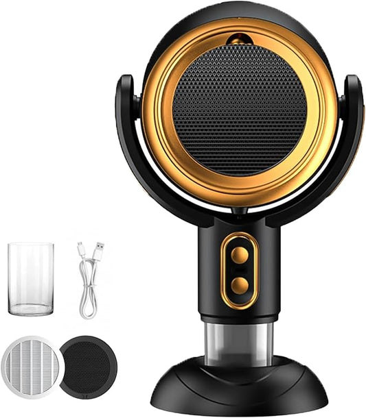 PuffHide Smokeing Fan for Smoking Indoors, Black Gold Electric Smokeaway Purifier Fan Portable Table Smoke Air PuriferFan Adjustable Angle Kitchen Mini Filter Smoke ExhaustFan(Rechargeble)