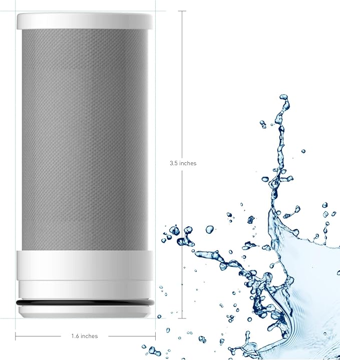 Amazon Basics Faucet Replacement Filter, Carbon Block Filter Fits Mist- Water Filter for Sink,Reduces Heavy Metal, and Bad Taste, Pack of 3