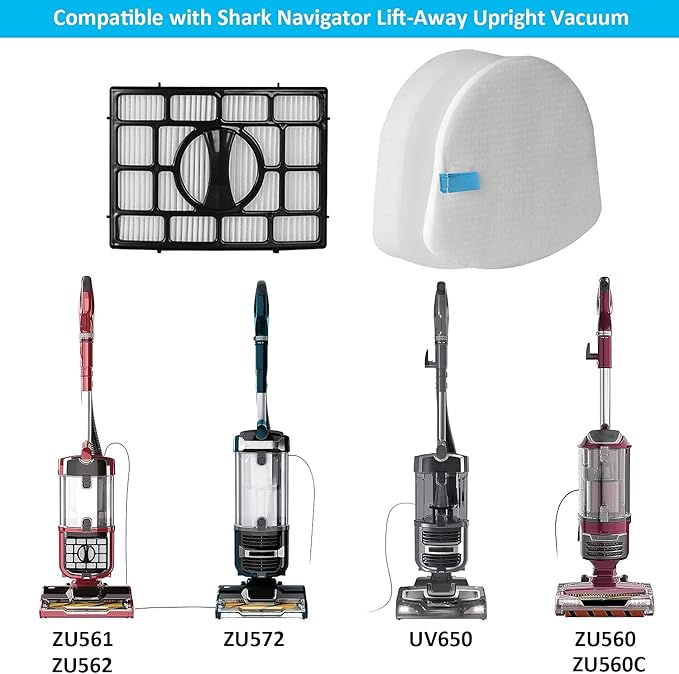 Vacuum Replacement Filter for Shark Navigator Zero-M Lift-Away Speed Upright Vacuum ZU561 ZU560 ZD201 ZU560C ZU562 UV650 ZU572 Part XFFK560 XHEPA560, 2 Foams and 2 Felt Filters and 2 Filt