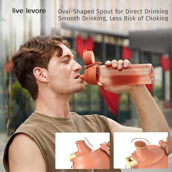 750ml Leak Proof Water Bottle with Flip Top Lid, BPA-Free USA Tritan Drink Bottle, Dishwasher Safe for Office, Outdoor & Daily Use (Ocher, 1 Pack)