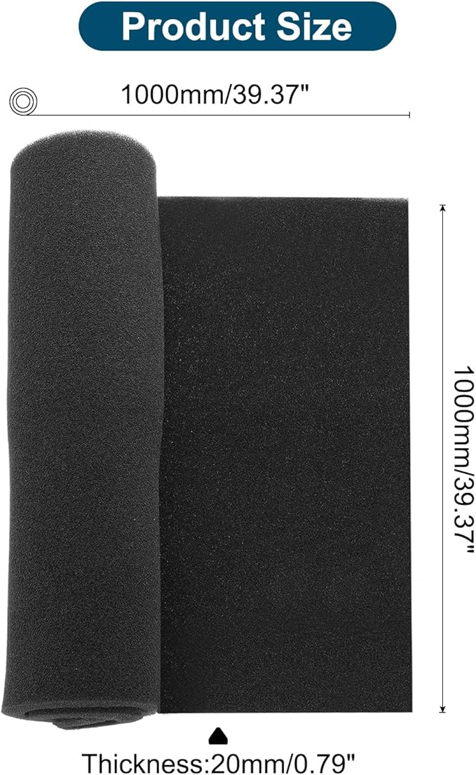 PATIKIL 39" x 39" x 0.8" Air Conditioner Filter Replacement, Washable Reusable Cut to Fit Foam Filter Air Filter for RV AC Vent Window Purifiers Computer, 40PPI