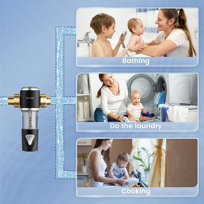 Spin Down Sediment Water Filter,Automatic Flushing,Protect Other Filter Systems and Appliances,40 Micron Flushable Prefilter Filtration (VT-Q800)