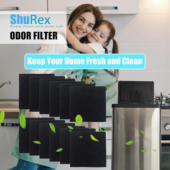 12 Pack Replacement Odor Absorbing Filter Refills for SIMPLI-MAGIC Trash Can, Activated Charcoal Deodorizer Compatible with SIMPLI-MAGIC Garbage Bins with Built in Odor Filter Compartment