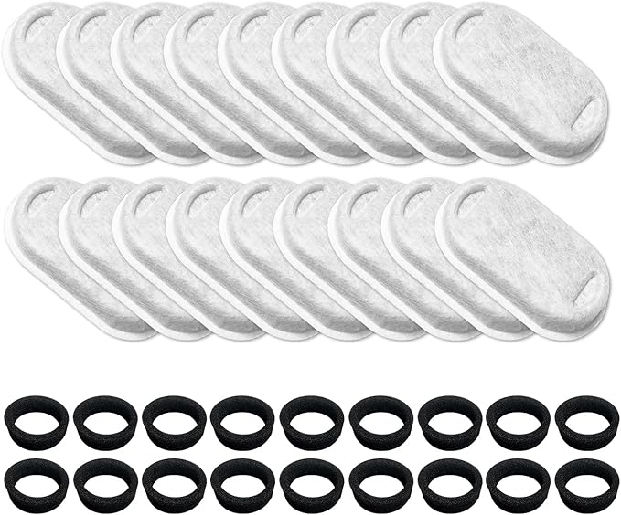 18 Pack Cat Water Fountain Filters for 108oz/3.2L & 67oz/2L Stainless Steel, Cat Fountain Filter Replacement(18 Filters & 18 Sponges)