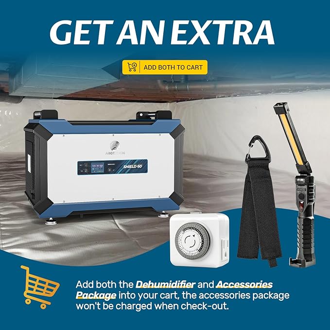 ARGENDON 145 Pint Crawl Space/Basement Dehumidifier with Drain Hose, Energy Star Commercial Dehumidifiers for Large Space, Industrial, Water Damage, Auto Defrosting, 5 Years Limited Warranty