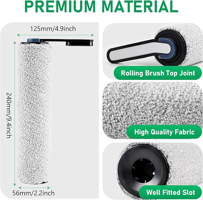 Vacuum Brushes and Filters Kit Compatible with Tineco Floor ONE S5, Floor One S5 Pro Wet Dry Cordless Vacuum Cleaners, 3 Roller Brushes, 3 Filters, 1 Cleaner Brush