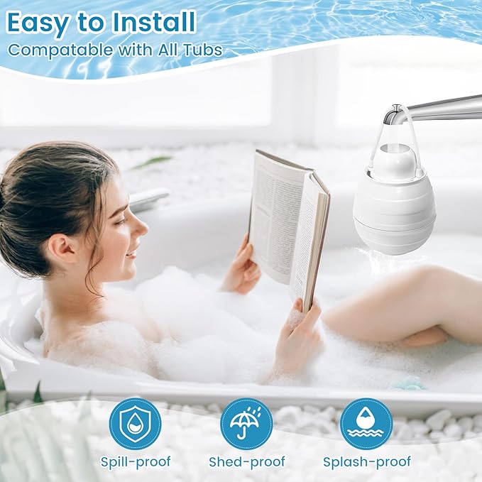Bath Filter for Tub,Bath Water Filter for Softer Hair&Skin, 10 Stage Filtration bathtub water filter 5,000 Gallons upgraded, 6 Dimensional effect，BPA Free Easy to Install for Home, Hotels&Spa（White）