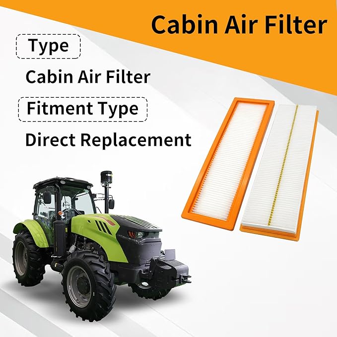 2 Pack RE198488 Cabin Air Filter Compatible with JD Tractor 5525 5320 5325 5420 5425 5525 5725 6110D 6115D 6140D 6603 Replaces PA30086 WP10160 RE73220