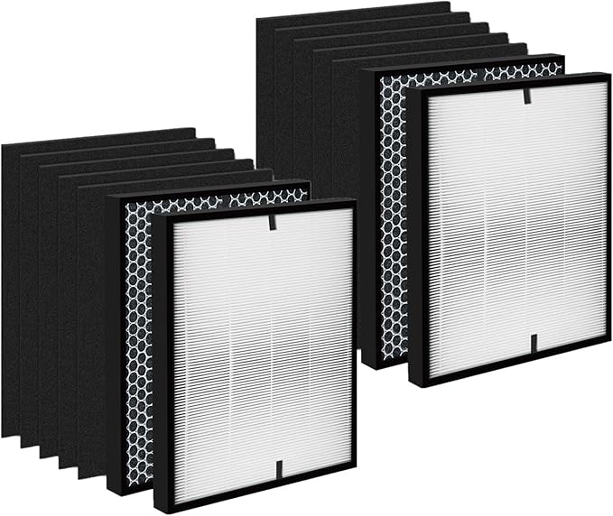 12-Pack HOHONI Replacement Filters Compatible 3000 Air Purifi-er, 3000,3000M, 3000Pro Air Purifi-er,2 air filter, 2 Activated Carbn and 8 Extra Carbn Pre-Filters