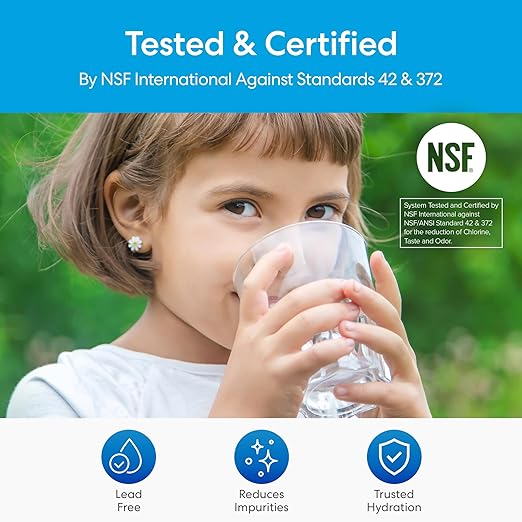 Brio 16" Under Sink Water Filter System for Kitchen & Bathroom Faucet | 3-Stage Single Housing 0.5 Micron Filters PFAS, Chlorine, Lead, Mercury+ | 15,000 Gallons/2 Years | NSF/ANSI 42 & 372 Certified