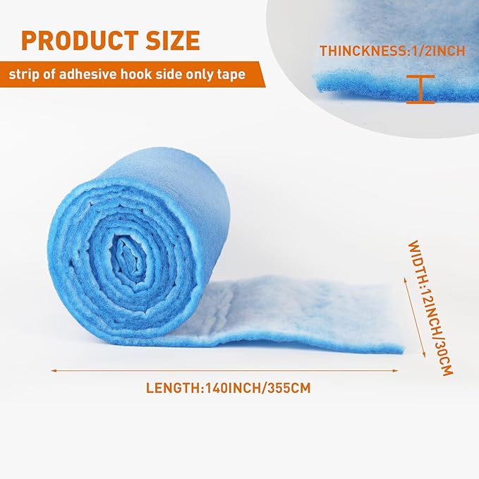 12" x 140" Air Vent Filters Kit - Cut to Size Floor Vent Filters for home. MERV 8 Electrostatic Air Filter Roll & Adhesive Hook Tape(30+ Filters)