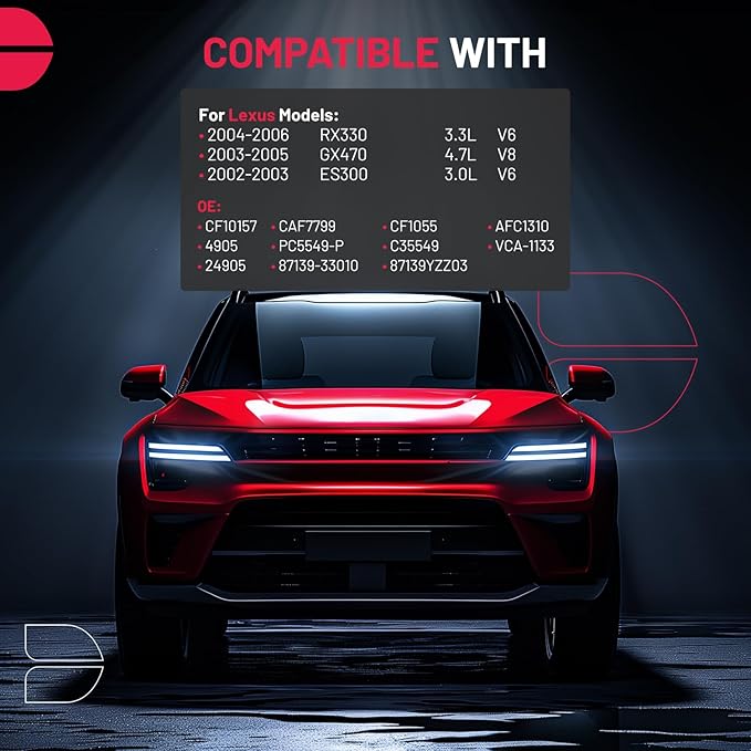 BDFHYK 2 PCS Cabin Air Filters with Activated Carbon Compatible with Lexus RX330 2004-2006, GX470 2003-2005, ES300 2002-2003, Replace# CF10157, 87139YZZ03