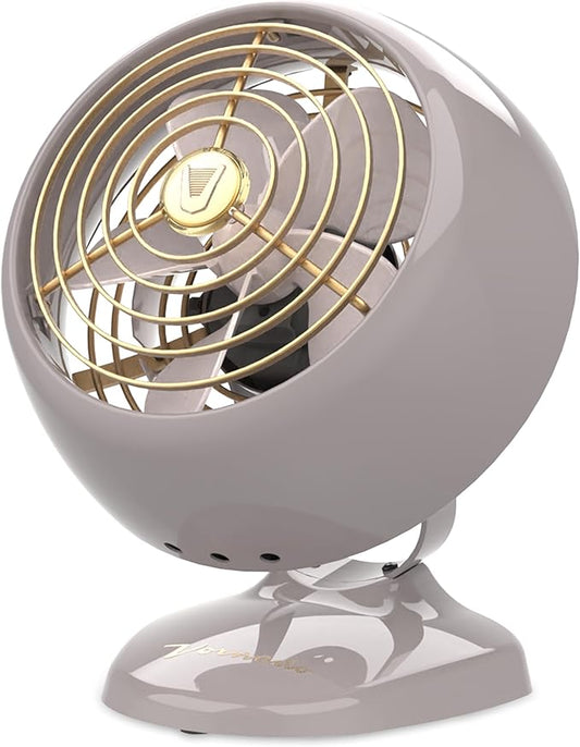 Vornado VFAN™ Mini Fan, Classic Vintage Circulator, Retro Metal Air Circulator, For Desk & Bedside, 2 Speeds, Adjustable Tilt, Personal Cooling with Targeted Airflow, Quiet Fan, Driftwood