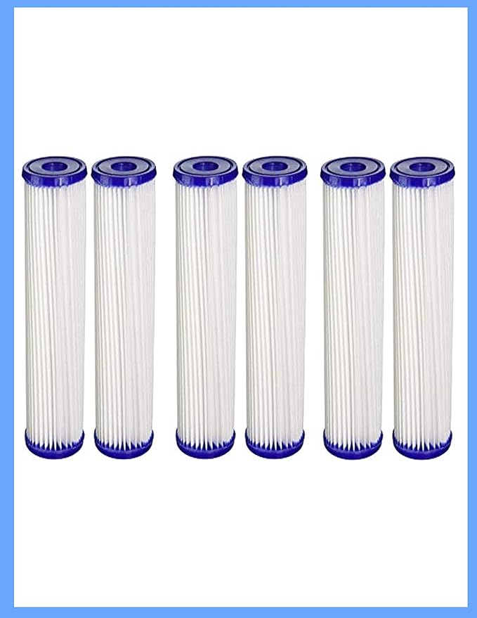 CFS – 6 Pack Pleated Sediment Water Filter Cartridges Compatible with Pentek S1, S1A Models – Removes Bad Taste and Odor – Whole House Replacement Filter Cartridge – 20 Micron – 10" x 2.5" – White