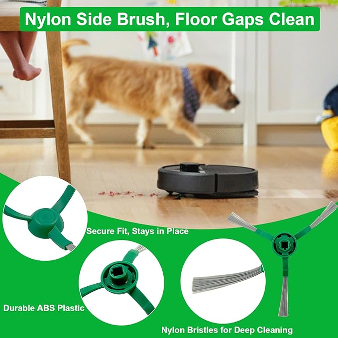 24 Pcs Replacement Parts for iRobot Plus 504 Vac, for iRobot Max 705 Vac Robot Vacuum Accessories Kit, 2 Set Rubber Brush, 6 Side Brush, 6 HEPA Filters, 8 Dust Bags