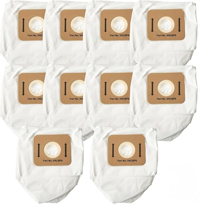 10 Pack Replacement VACBP6 HEPA Filter Bags for Atrix Ergo 8 Quart Backpack Vacuum, Replace Part VACBPAI VACBP1 VACBP36V Backpack Vacuum Bags