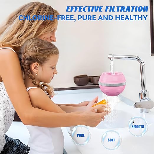 Bath Filter for Tub Faucet Fitespot, Bath Water Filter 2 Filters Cartridges 10 Stages Filtration (Pink)